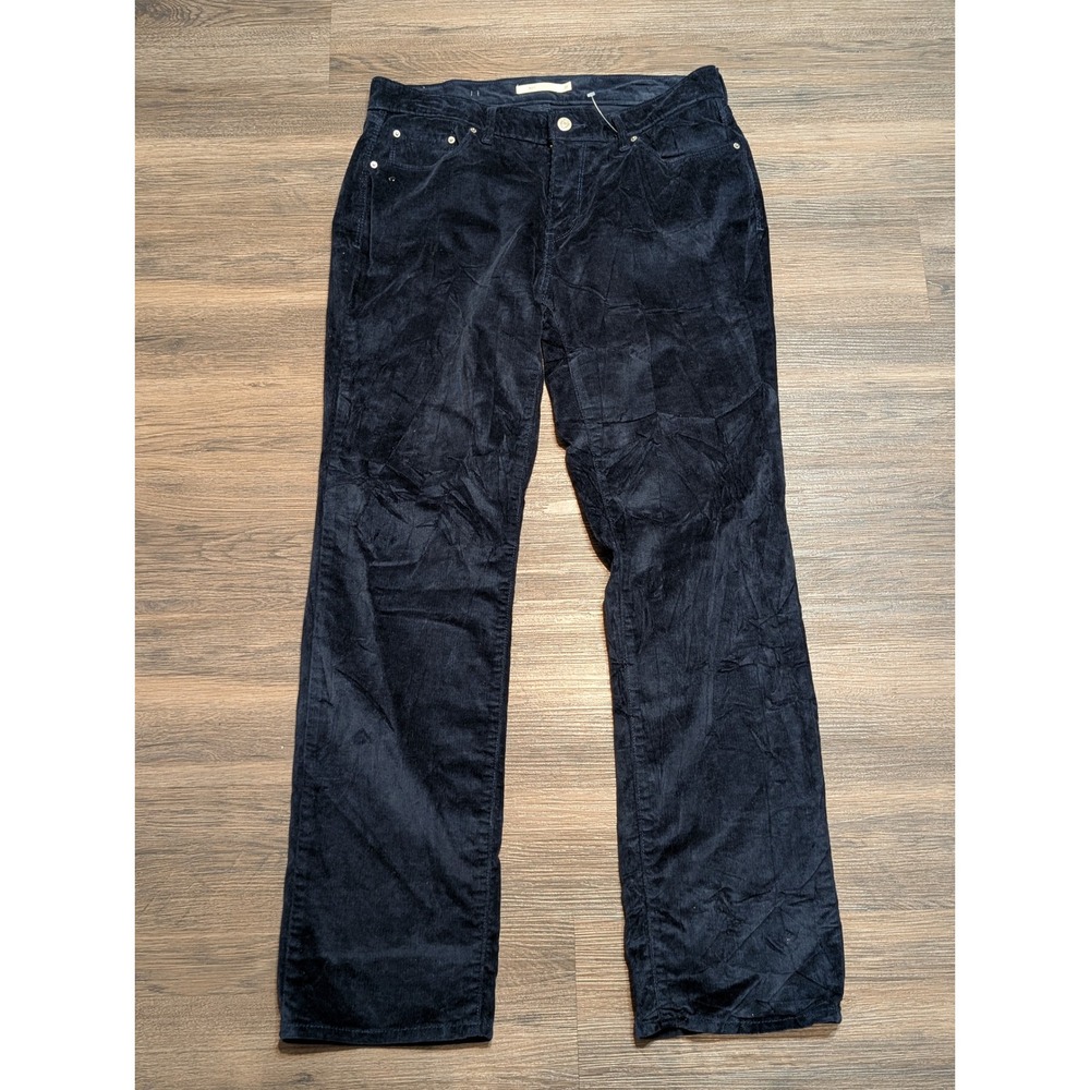 Levis 505 Straight Leg Corduroy Pants Mens 31x32 Navy Blue Stretch